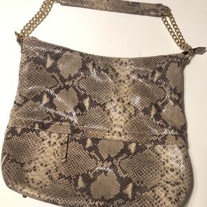 NWOT Cynthia Rowley Python Snakeskin Leather Large Shoulder Bag Purse